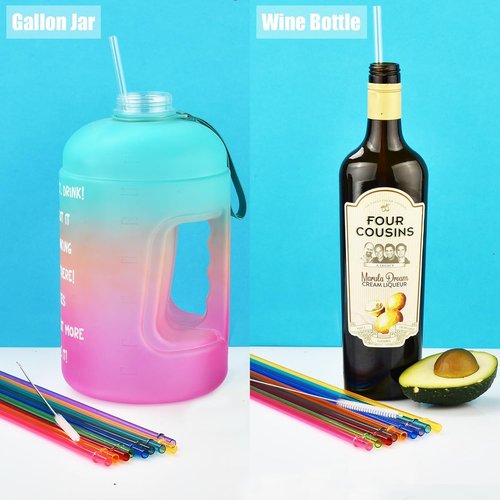 ALINK Reusable Plastic Straws - Extra Long Colorful Tritan Replacement Straws for Stanley Cups | Set of 10 with Brush