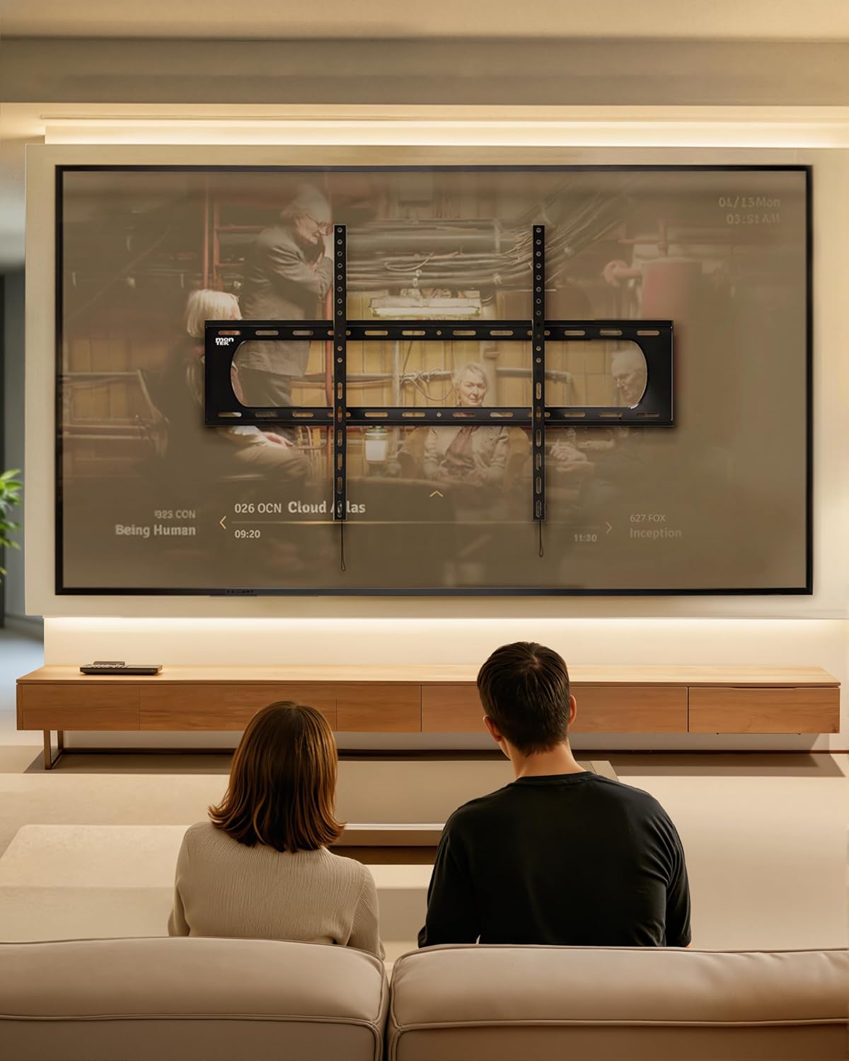 monTEK Heavy Duty TV Wall Mount Bracket - Fits 60-120" Flat & Curved TVs Up to 300lbs | Ultra Slim 1.3" Profile