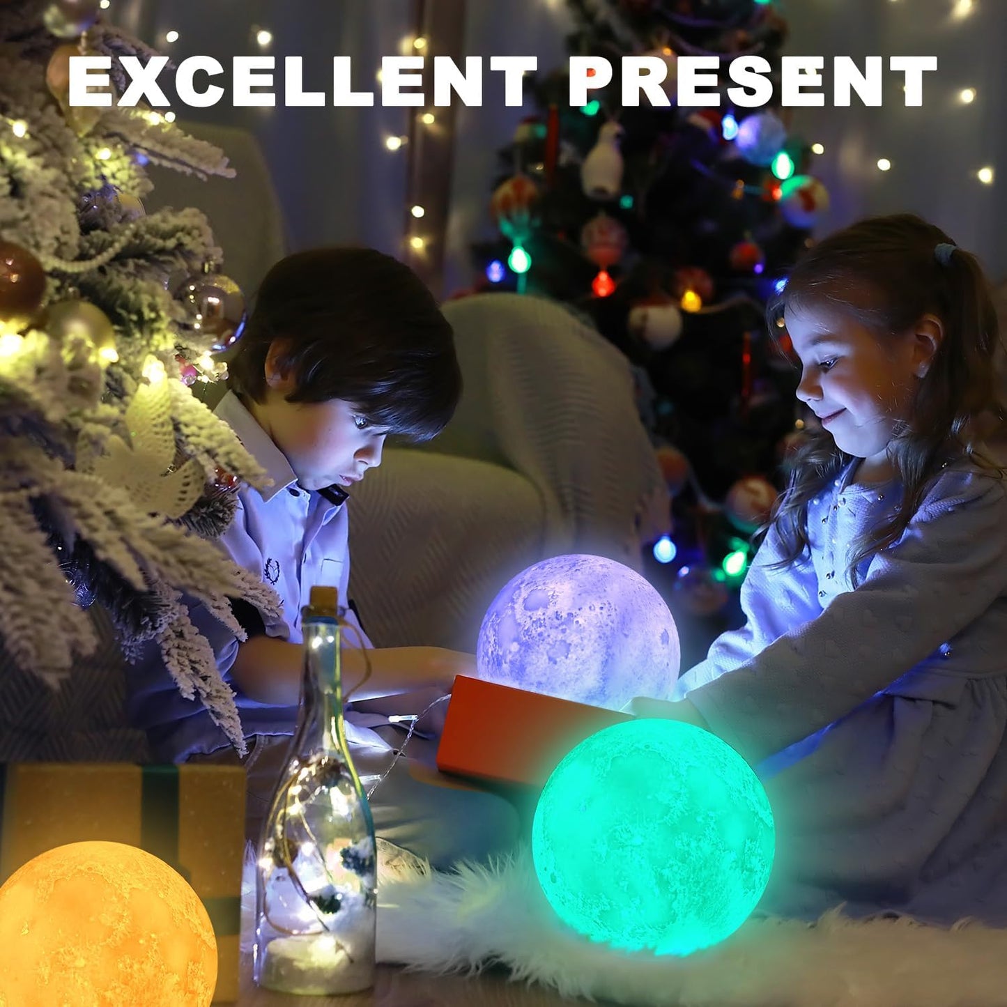 Moon Lamp - 6 Inch Sliding Control Night Light | 16 Colors with Unique Stand - Perfect Gift for Kids & Women