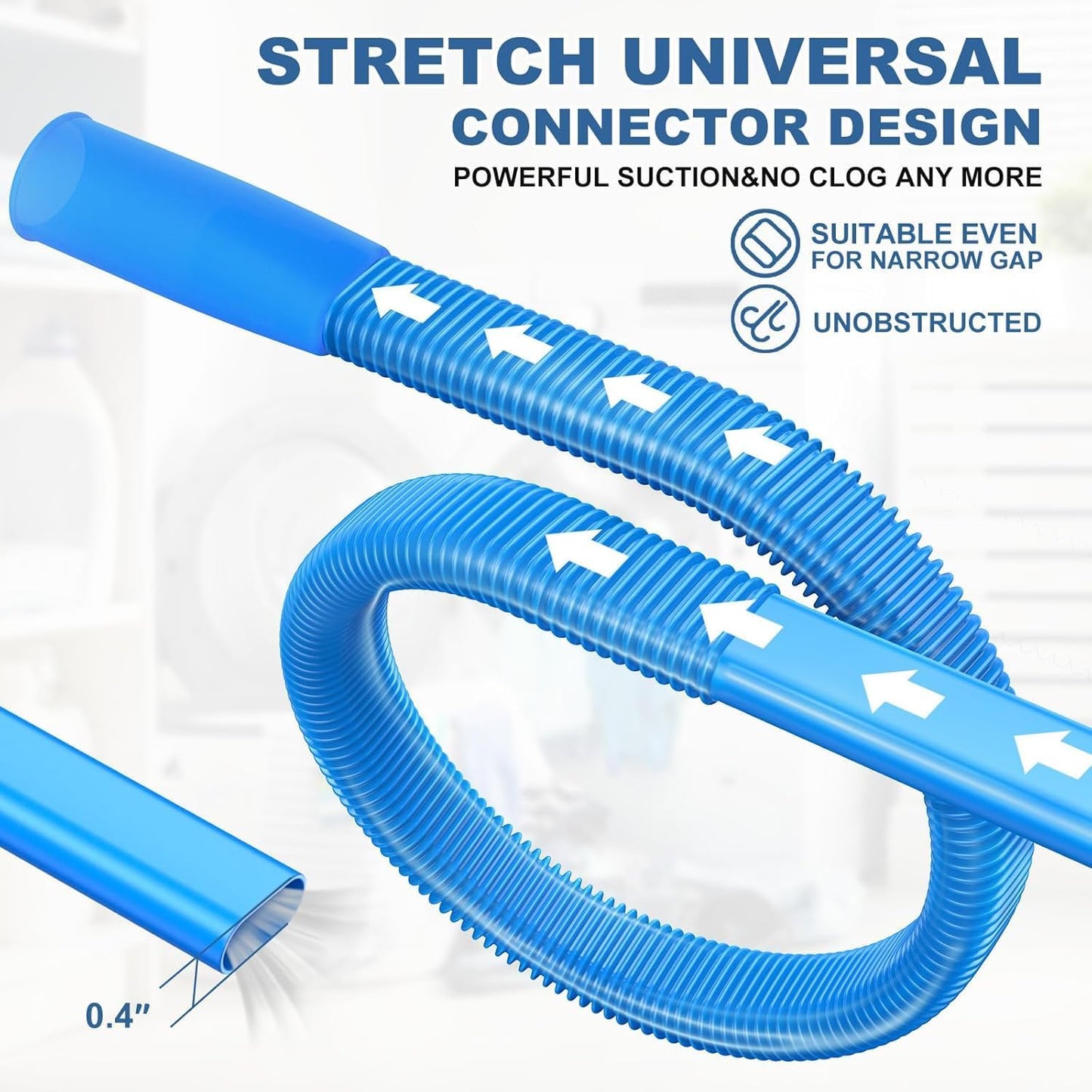 PetOde Dryer Vent Cleaner Kit - Flexible Lint Vacuum Attachment for Most Vacuums | Blue