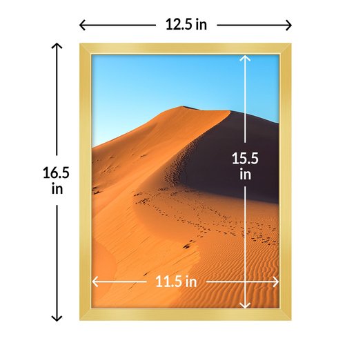 LaVie Home 12x16 Picture Frame for Wall Display, 12x16 Gold Picture Frame with HD Plexiglas, 12 x 16 Poster Frame 1 Pack, Display Frame for Vertical or Horizontal, Classic Collection