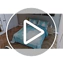 Queen Size Christmas Comforter Set with Glitter Xmas Trees & Stars - Blue Shiny Holiday Bedding with Pillowcases - Variation 07