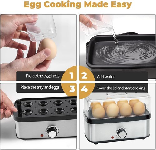 Electric Egg Cooker Rapid - 8 Egg Capacity for Perfect Hard Boiled, Soft Boiled, Poached, and Scrambled Eggs