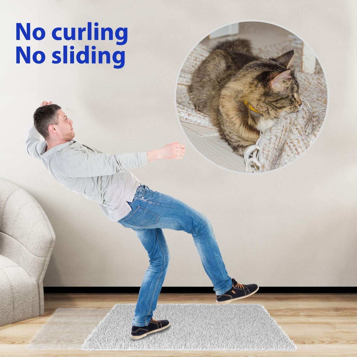 Skiennix Rug Tape - 16 Pcs Dual-Sided Washable Non-Slip Adhesive Holders for Hardwood & Tile Floors