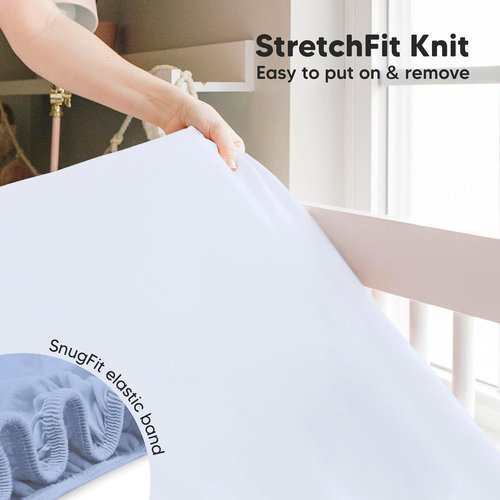 KeaBabies Baby Crib Sheets - 2-Pack Fitted Bamboo Toddler Bed Sheets | Soft & Cozy 52x28 in Blue Flax