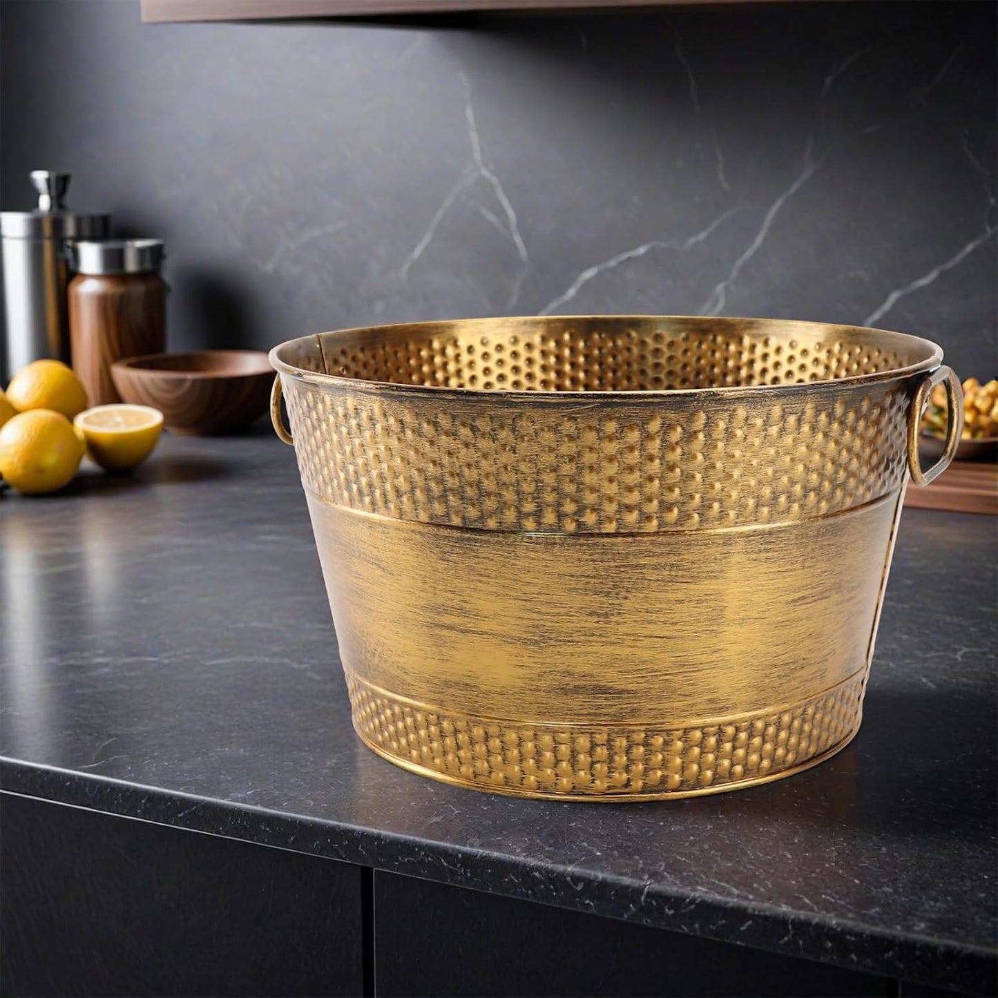 Metal Ice Bucket Galvanized Beverage Tub,Drink Buckets Large Cooler for Wine Beer Champagne Cocktails for Catering, Bars, Parties, Outdoor Events(Copper-1PC)