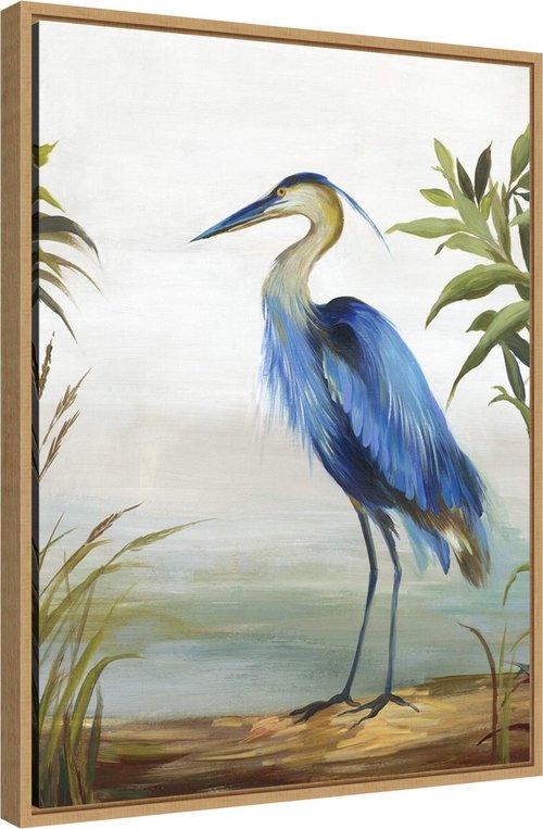 Amanti Art Framed Canvas Wall Art 24x18 Blue Heron by Aimee Wilson, Framed Wall Art Canvas, Animals Artwork, Modern Contemporary Decor, Medium Poster Painting for Living Room, Bedroom, Bathroom