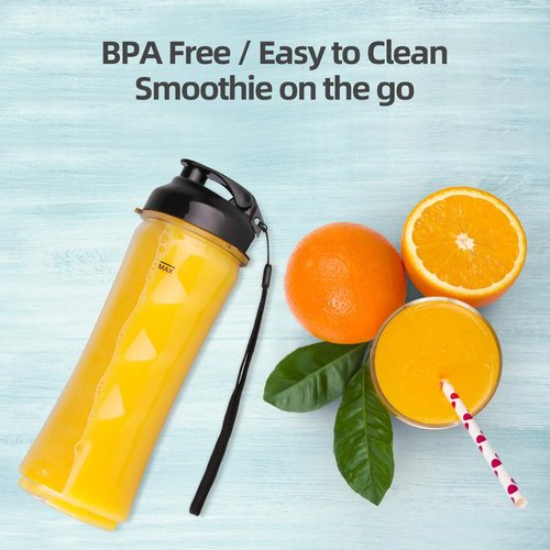 La Reveuse Smoothies Blender - 300 Watts Personal Size with 18 oz BPA-Free Travel Bottle | Silver