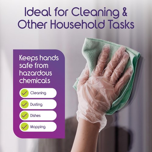 Inspire Exam Medical Clear Vinyl Disposable Gloves - Latex Free for Cleaning, Food Prep (100, Large)