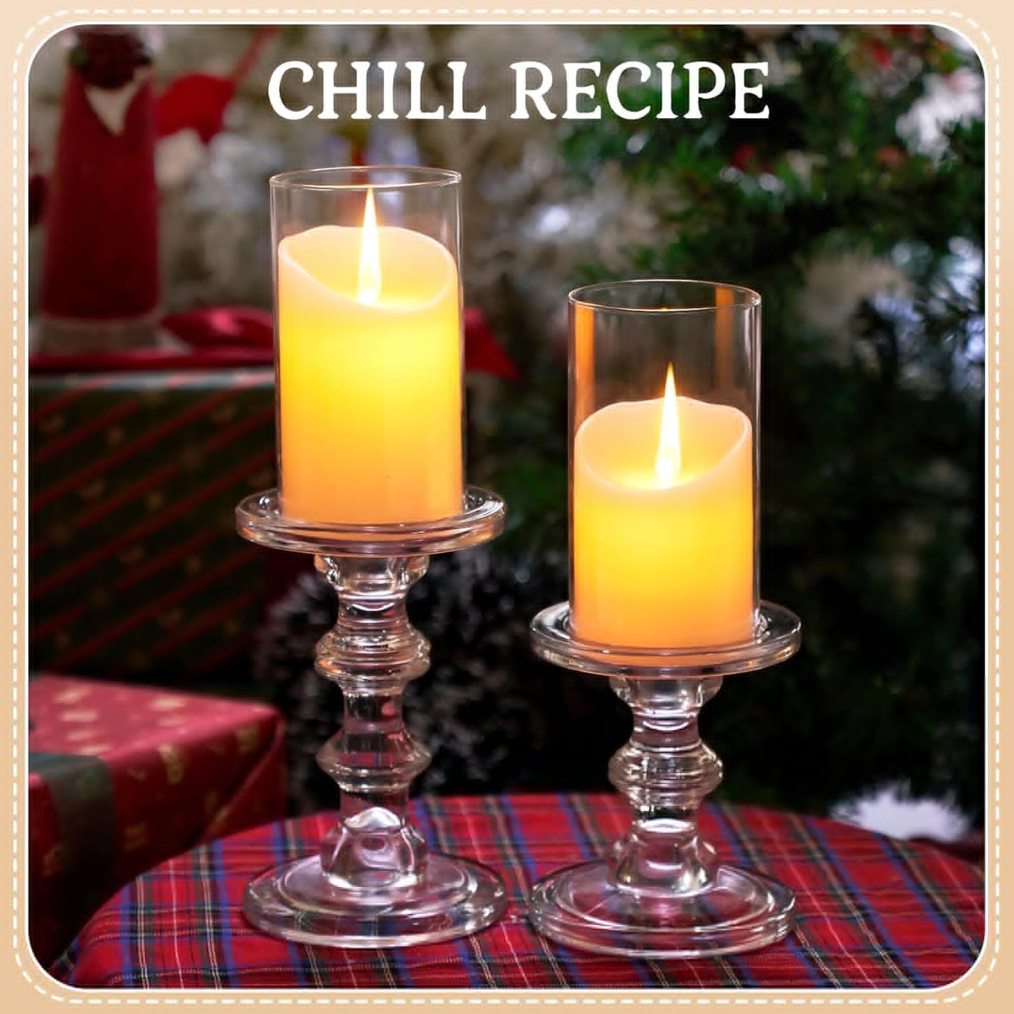 CHILL RECIPE Glass Candle Holder Set - Elegant Tall Crystal Holders for Pillar & Taper Candles | Set of 3