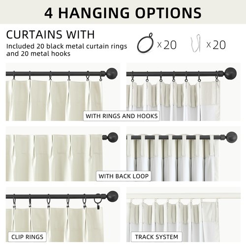 ChrisDowa Ivory Pinch Pleated Blackout Linen Curtains 84 inches Long 2 Panels for Living Room Bedroom Farmhouse Room darking Thermal Insulated Back Tab Hooks Rings Window Treatment Drapes,40x84
