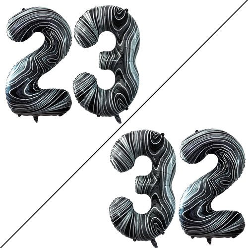GOER Jumbo 42 Inch Number 23 Balloons - Marble Black Foil Helium Decorations for 23rd Birthday Party