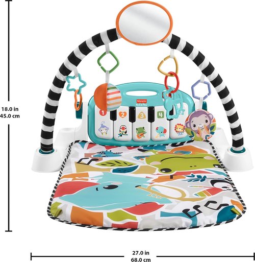 Fisher-Price Glow & Grow Kick & Play Piano Gym - Blue Musical Activity Mat for Babies 0+ Months