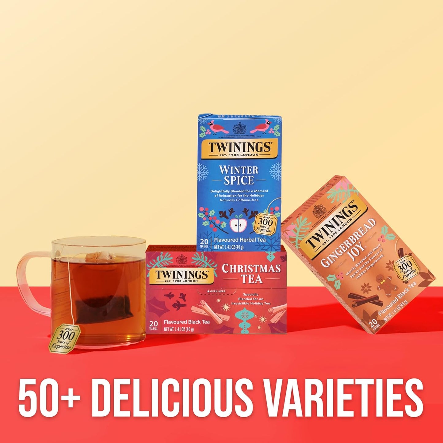 Twinings Gingerbread Joy Black Tea - Caffeinated Ginger & Cinnamon Flavor | 20 Individually Wrapped Teabags
