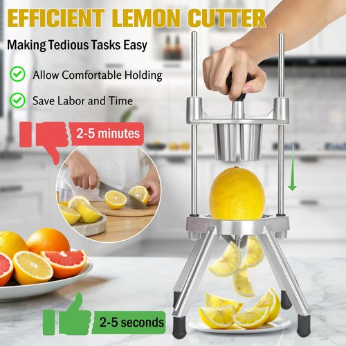 DEPFALL Commercial Lemon Cutter Easy Wedger, Stainless Steel Blade Fruit Lime Slicer Vegetable Chopper Dicer for Home Bar Restaurant Lemons Limes Tomatoes Potatoes (8 Wedger)
