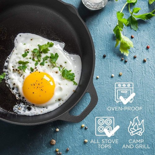 Fresh Australian Kitchen 12" Cast Iron Skillet - Nonstick Pre-Seasoned Frying Pan for Versatile Cooking
