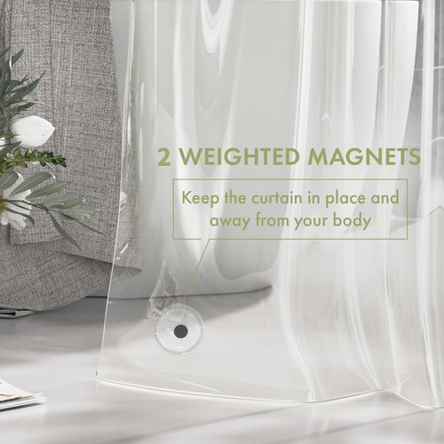 AmazerBath Small Shower Curtain Liner, 36x72 Stall Plastic Clear Shower Curtain Liner, PEVA Cute Narrow Shower Liner, Stand Up Shower Curtain Liners with 2 Magnets and 6 Rustproof Grommet Holes