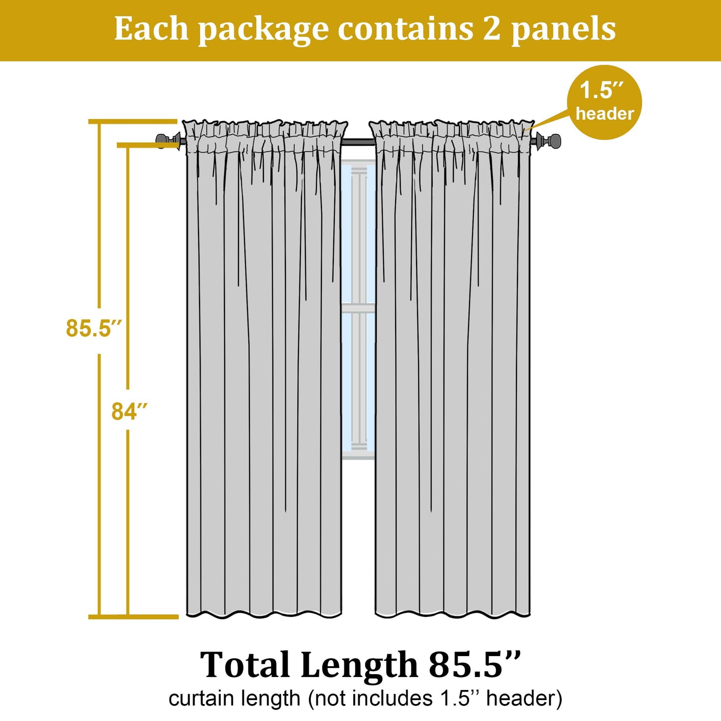 OWENIE Lemon Sheer Curtains 84 Inches Long for 2 Panels Set, Solid Light Filtering Voile Sheer Curtains for Living Room Bedroom, Modern Rod Pocket Lemon Curtain, 2 Pcs Total 84 Width 84 Long