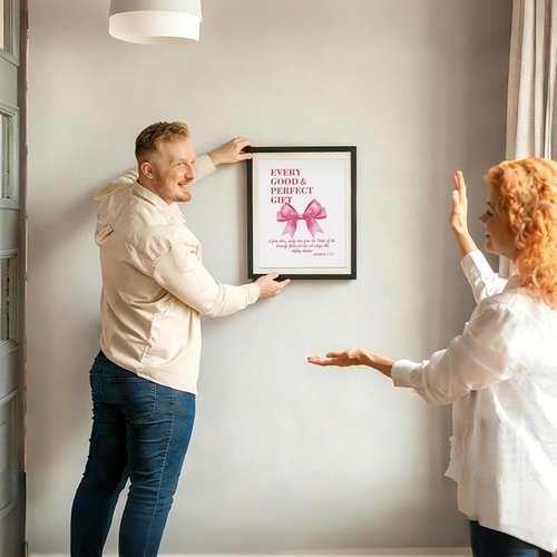 Hapons Coquette Pink Bow Wall Art | Inspirational Christian Decor for Teen Girls - 8''x10'' Unframed Prints (4 PCS)