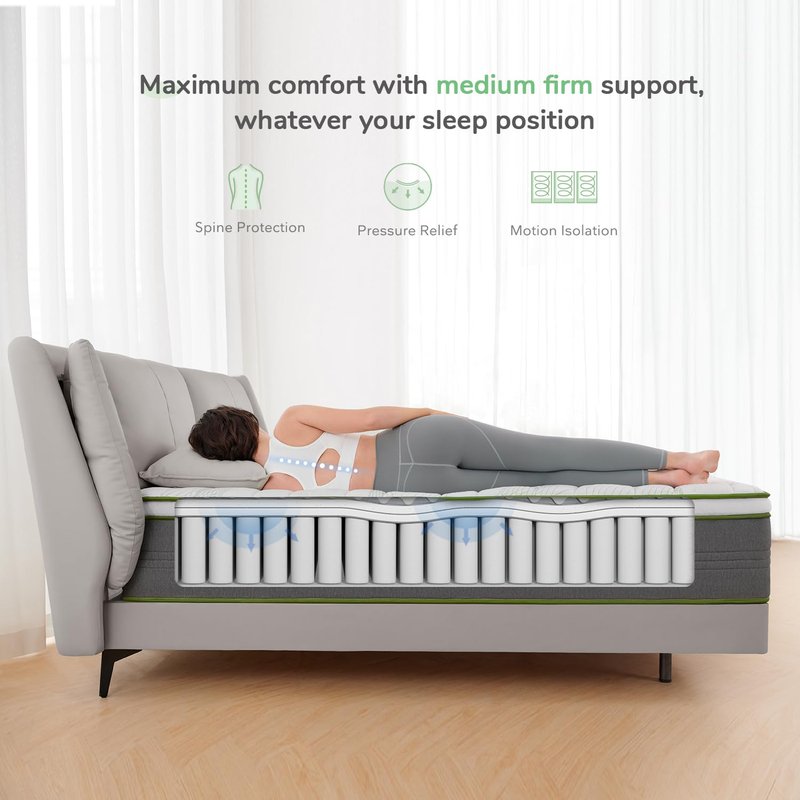 Novilla King Mattress,12 Inch Gel Memory Foam Hybrid Mattress with Individually Pocket Springs, Breathable Mattresses King for Cool Sleep,Motion Isolation & Pressure Relief, Medium Firm, vigour