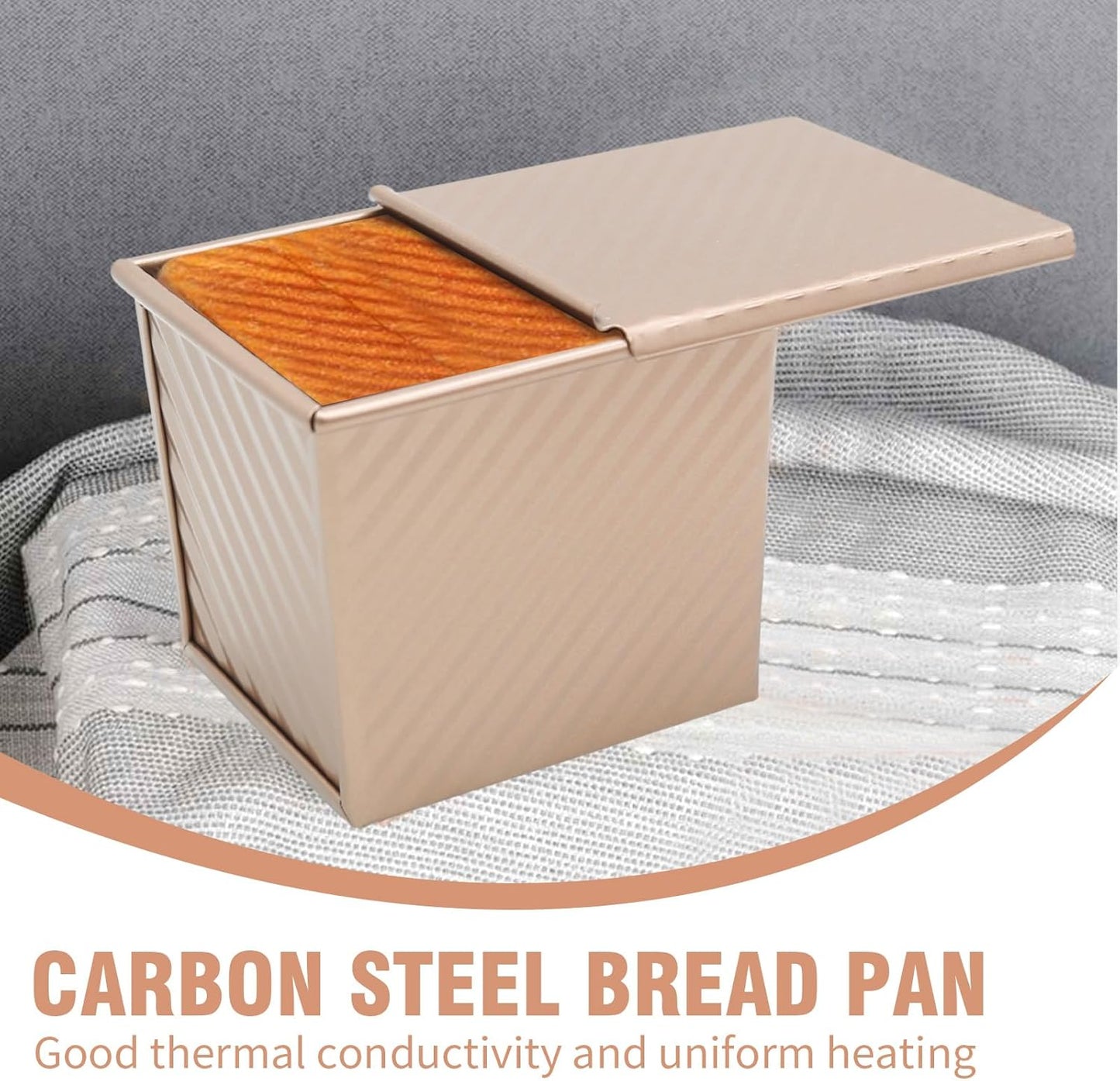 Saihisday Nonstick Square Loaf Pan Set - Mini Toast Box with Lid, 4.53 x 3.94 x 4.33 Inch | Perfect Baking Gift for Bread Lovers