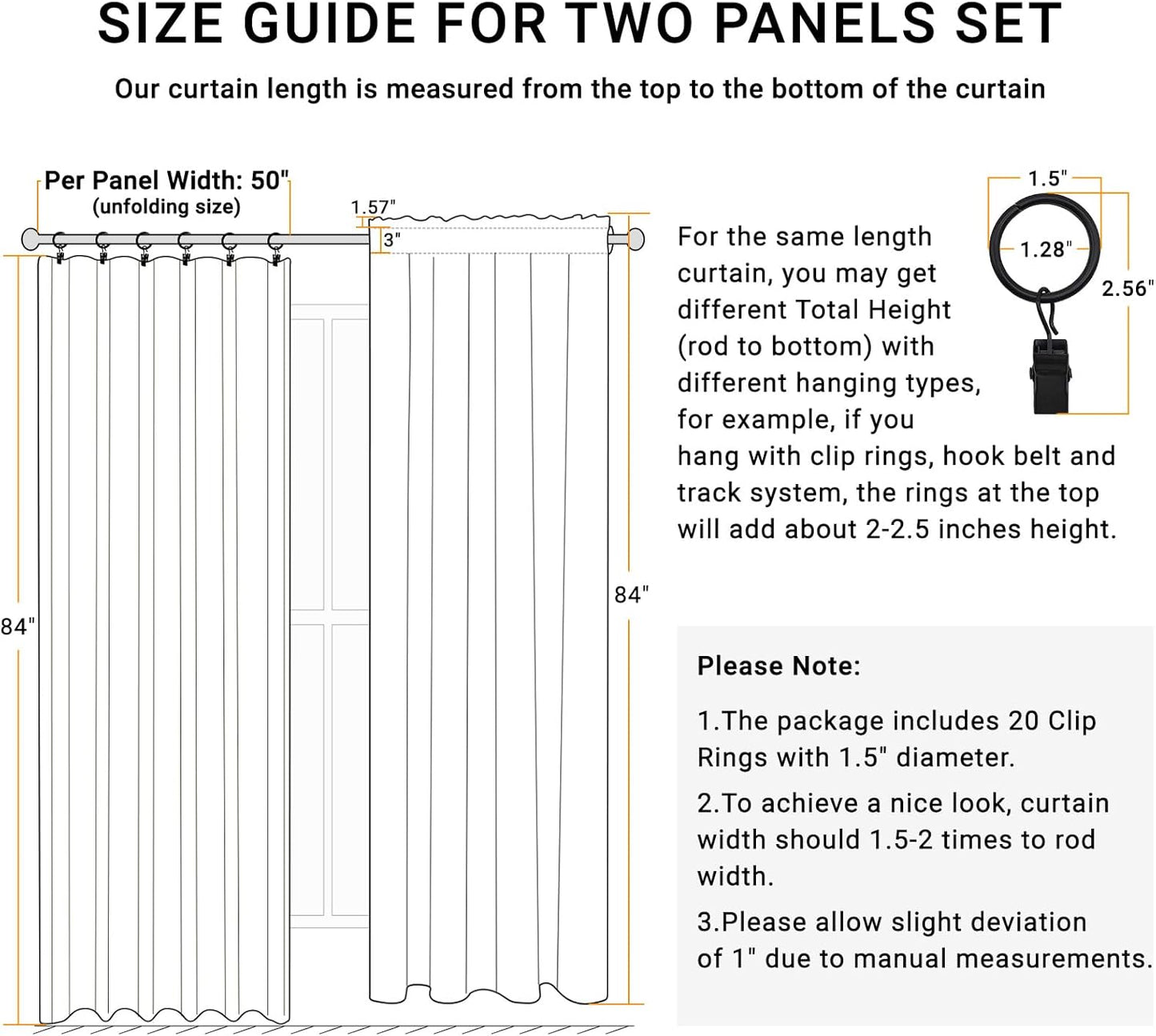 Skiennix 100% Blackout Curtains - Thermal Insulated Faux Linen | 84" Length, Beige, 2 Panels Set