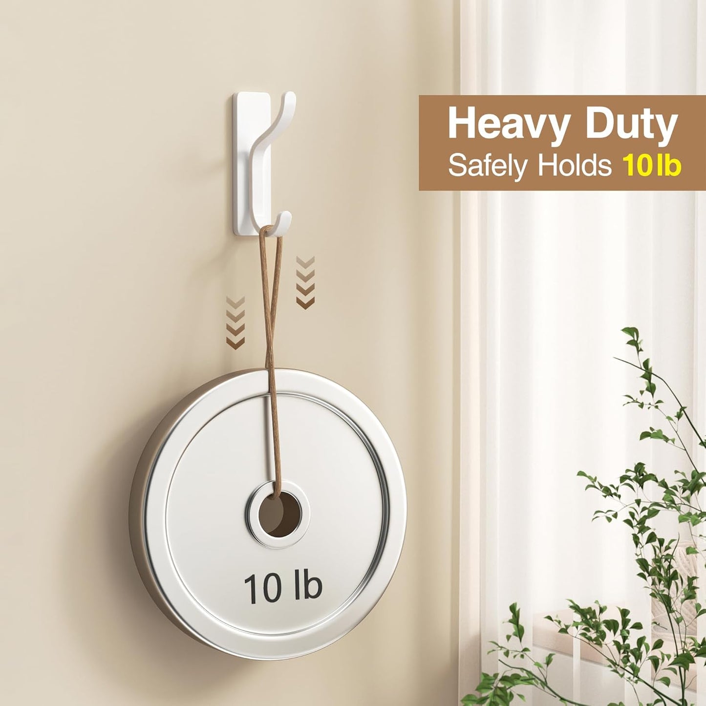 Pickpiff Adhesive Wall Coat Hooks - Heavy-Duty Stick-On Metal Hangers for Towels, Bags & Clothes | 10 Pack, White