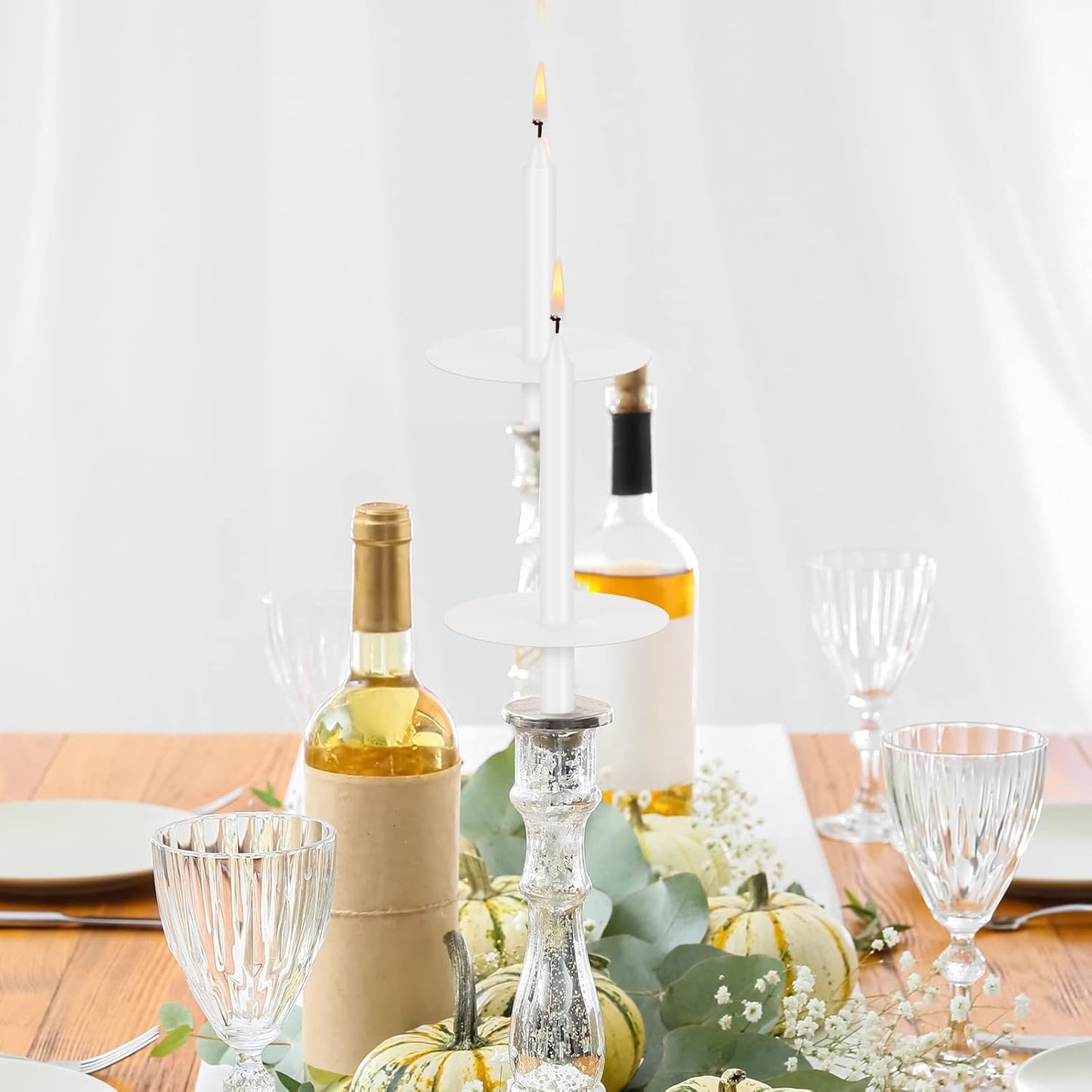 MTLEE Church Candles - 150 Set with Drip Protectors | Unscented White Pillar Candles for Vigil Services, 0.47" D x 4.72" H