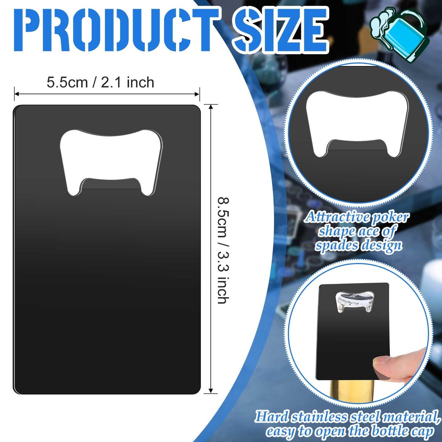 Nuogo 100 Pcs Stainless Steel Card Bottle Openers Bulk Metal Card Beer Openers Groomsmen Wallet Bottle Opener for Wedding Party Bridesmaid Favors Gifts (Black)