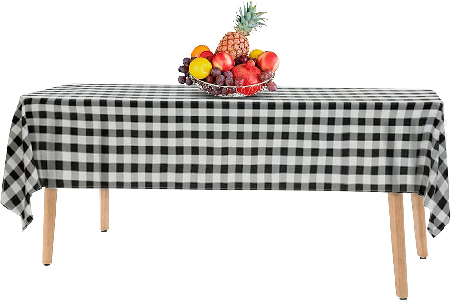 Skiennix 14-Pack Disposable Black Gingham Checkered Tablecloths - 54" x 108" for Parties & Events