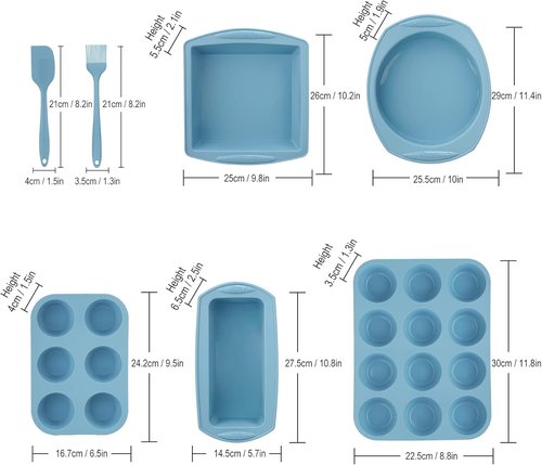 Aschef 7-in-1 Nonstick Silicone Baking Ring | Heat Resistant Bakeware for Muffins, Loaves, and More