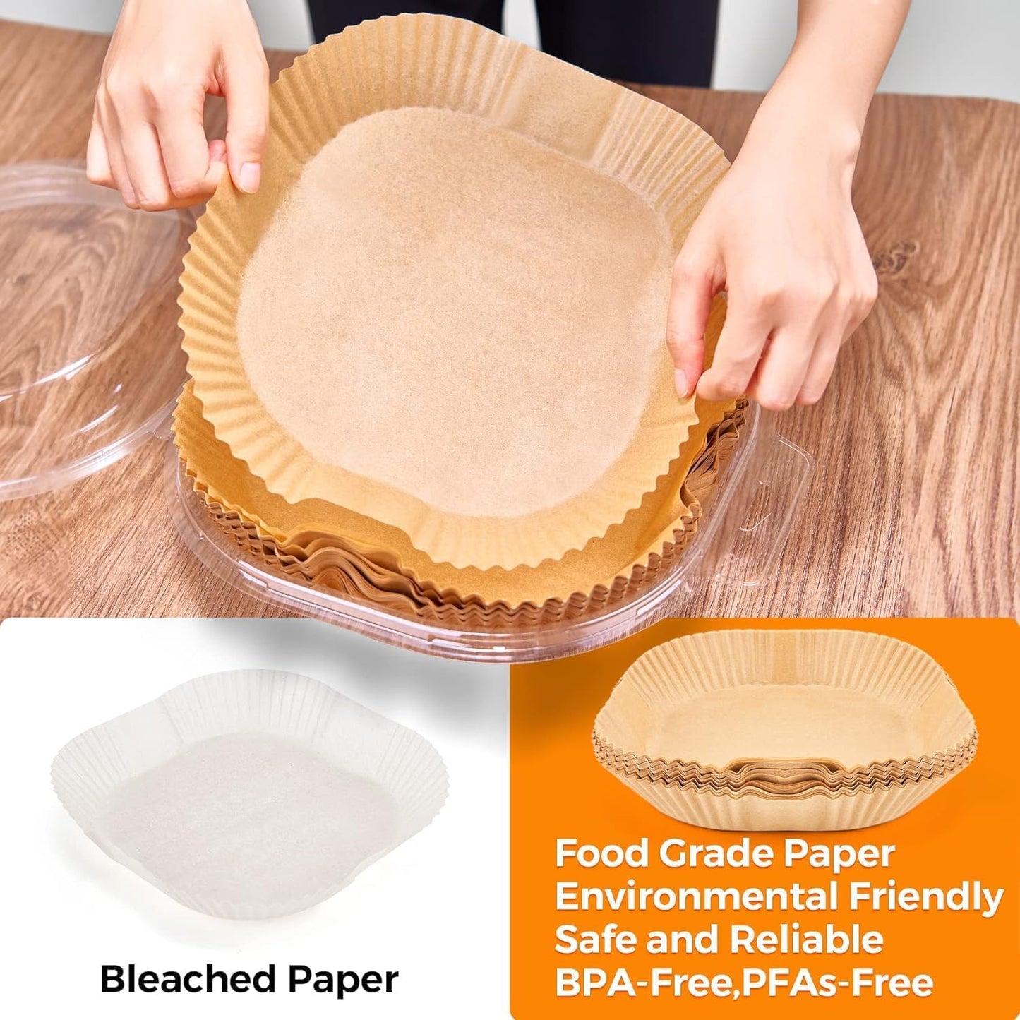 Air Fryer Paper Liners - 100PCS 6.5IN Square Non-Stick Parchment Sheets for Baking & Roasting