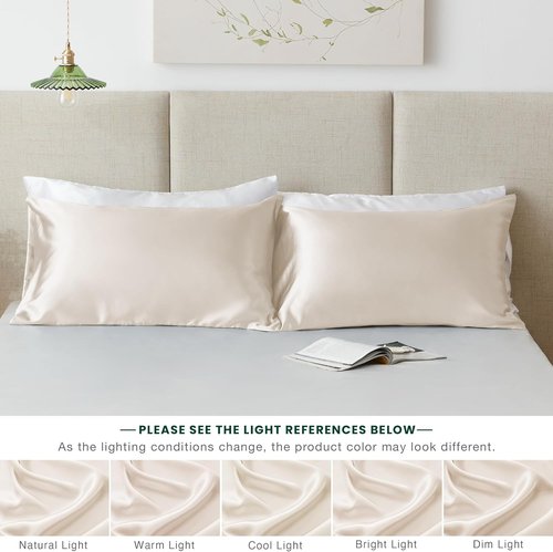 Love's Cabin Satin Pillowcase Set - Cooling Standard Size 20x26 for Hair & Skin | Silky Smooth Beige