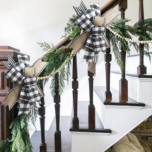 Buffalo Plaid Wreath Bow - Rustic Farmhouse Front Door Decoration | Perfect for Seasonal Decor
