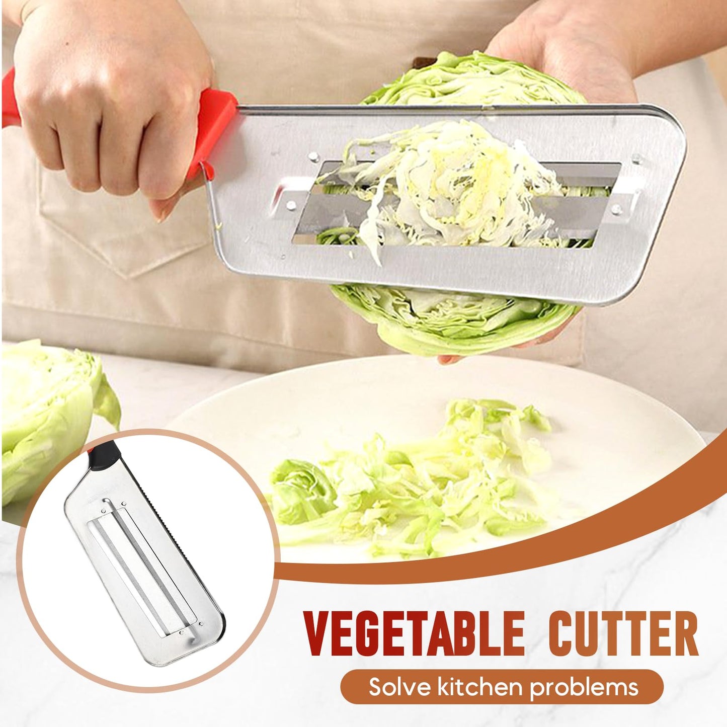 Multifunctional Vegetable Cutter, 2025 Upgraded Stainless Steel Double-layer Slicer, Cabbage Slicer Shredder, Stainless Steel Vegetable Cutter (2, Black Red)