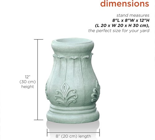 Alpine Corporation 12" Tall Roman Column Gazing Globe Display Stand - Indoor/Outdoor Use