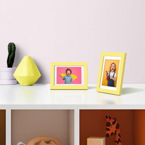 upsimples 4x6 Picture Frame, Display Pictures 3.5x5 with Mat or 4 x 6 Without, Wall Hanging Photo Frames, Yellow, 1 Pack