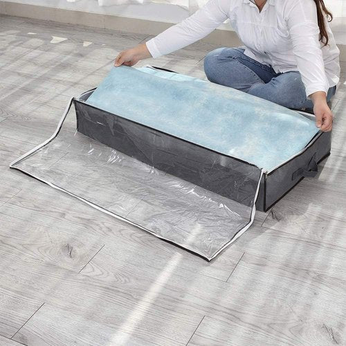 JERIA Large Underbed Storage Bags - 2 Pack Organizer with 4 Handles & Clear Window | 40" L X 20" W X 7" H
