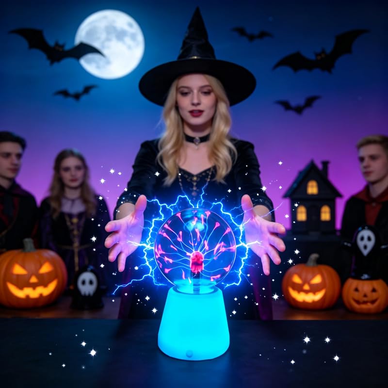 Plasma Ball 3 Inch Interactive Touch Globe with 7 Color LED Base