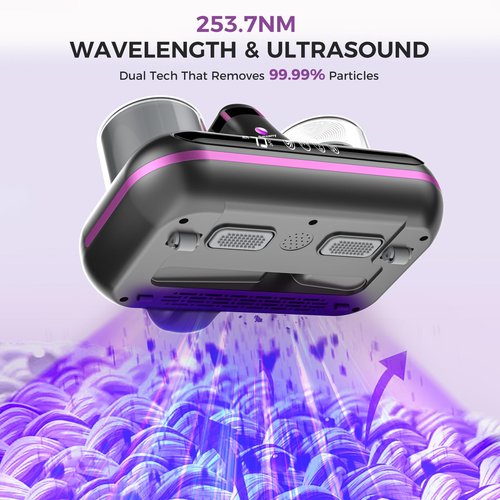 Amzany Mattress Vacuum Cleaner - 5-in-1 Cordless Bed Vacuum Cleaner, Powered by Ultrasonic Technology, 16Kpa Strong Suction,Low Noise,Suitable for Dust, Pet Hair, Etc - Grey