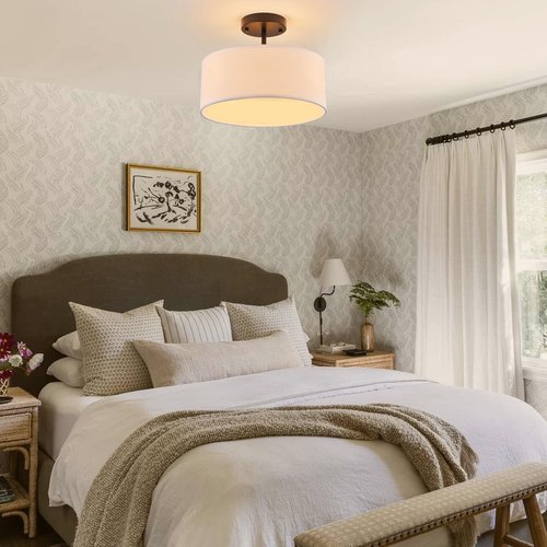 Bargeni Semi Flush Mount Ceiling Light,13 inch Modern 3-Light Ceiling Light Fixture,Black Semi Flush Mount Light Fixture,Flush Mount Lighting for Bedroom,Dinning Room and Hallway