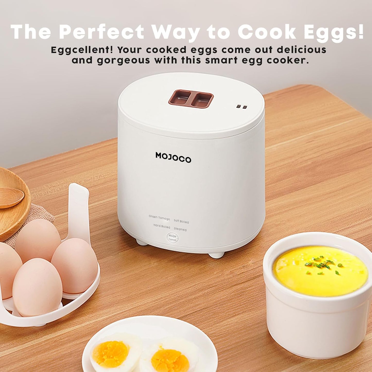 Mojoco Rapid Egg Cooker - Electric Mini Egg Maker for Steamed & Boiled Eggs | Auto Shut Off Feature