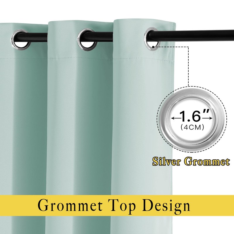 NICETOWN Blackout Curtain Panels Grommet - All Season Eyelet Top Blackout Draperies for Bedroom/Living Room/Glass Door, Aqua Blue, 1 Pair of 52 x 45 inches