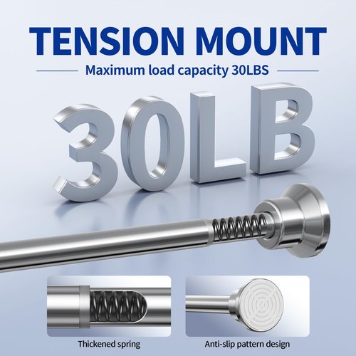 Chrsouly Shower Curtain Rod, 31-76 Inch Adjustable Tension Shower Rod, 1" Diameter Heavy Duty Rust-proof Tension Curtain Rods for Bathroom, Non Slip, No Drilling, Silver