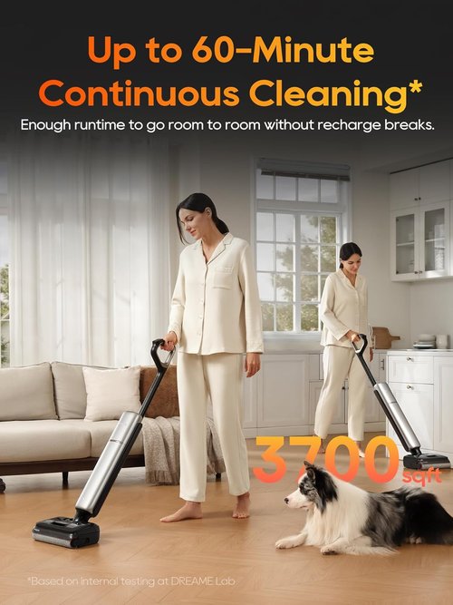 DREAME Aero Pro Wet Dry Vacuum Mop - Ultra-Slim Design with Self-Cleaning & 60 Min Runtime | Ideal for Pet Owners