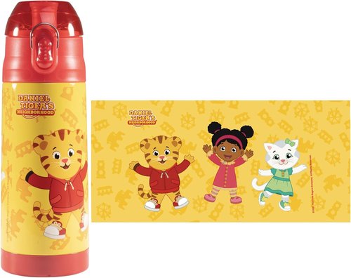 Daniel Tiger Stainless Steel Water Bottle - 13 oz Insulated, Spill-Proof Lid with Straw | Yellow, Perfect for Kids