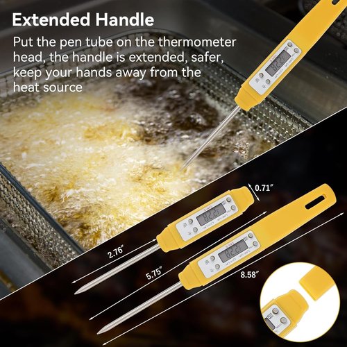Akozon Digital Food Thermometer - High Accuracy Automatic Calibration Pocket Thermometer | Yellow