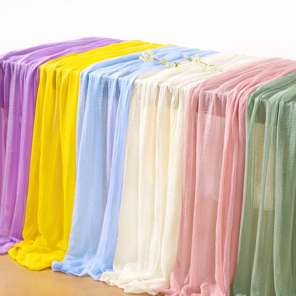 Orange Cheesecloth Table Runner 2-Pack | 120-Inch Boho Gauze for Rustic Wedding & Spring Decor
