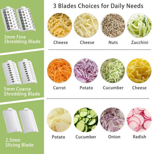 JueRum Electric Cheese Grater,2025 Upgrade Electric Vegetable Slicer Shredder with 3 Changeable Blades,Salad Shooter Electric Slicer/Shredder,Electric Cheese Grater for Block Cheese Fruit Veggies Nuts