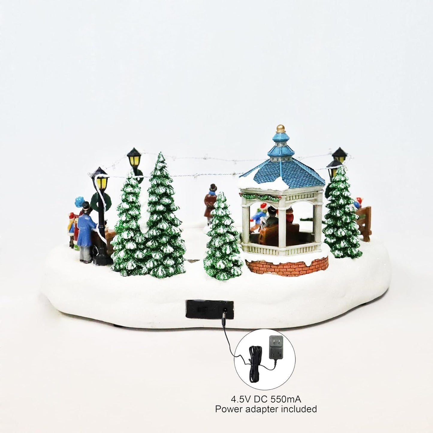Moments In Time Animated Skating Pond | 7.28” LED Christmas Village Display with Moving Skaters & Music